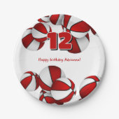 Rode witte basketballen Jonge atleet Verjaardag Papieren Bordje (Voorkant)