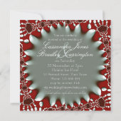 Rode witte batik Satin Heart Wedding Invitaties Kaart (Achterkant)