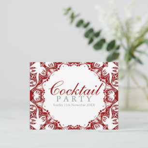 Rode Witte Batik Spirit Cocktailparty Uitnodiging Briefkaart
