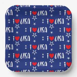 RODE WITTE BLAUW I LIVE USA PATTERN PAPIEREN BORDJE