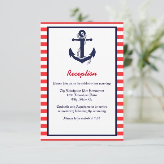 Rode Witte & Blauwe Anker - Ontvangst Uitnodiging (Staand voorkant)