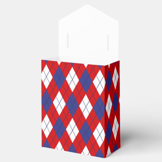 Rode, witte, blauwe Argyle 1-FAVOR BOX tent Bedankdoosjes (Geopend)