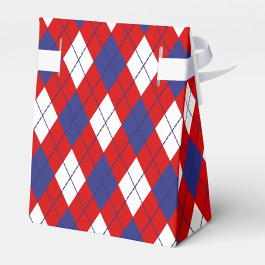 Rode, witte, blauwe Argyle 1-FAVOR BOX tent Bedankdoosjes (Achterkant)