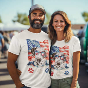 Rode Witte Blauwe Dalmatiër Amerikaanse Hond 4 Jul T-shirt