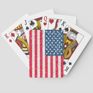 Rode Witte Blauwe Glitter Patriottische Amerikaans Pokerkaarten