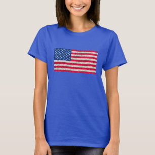 Rode Witte Blauwe Glitter Patriottische Amerikaans T-shirt