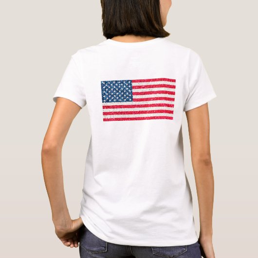 Rode Witte Blauwe Glitters Patriottische Amerikaan T-shirt (Achterkant)