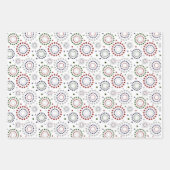 Rode witte blauwe grijze Star-cirkels Inpakpapier Vel (Voorkant 3)