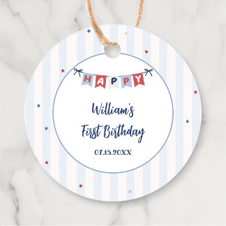 Rode Witte & Blauwe Patriottische Verjaardag Favor Bedankjes Labels