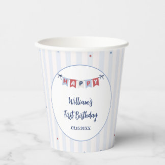 Rode Witte & Blauwe Patriottische Verjaardag Papie Papieren Bekers