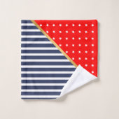 RODE WITTE BLAUWE STARS EN STRIPEN BATHROOM TOWEL BAD HANDDOEK (Wasdoekje)