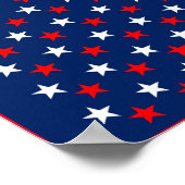 RODE WITTE BLAUWE STARS PATTERN ACHTERGROND WALLPA POSTER (Hoek)