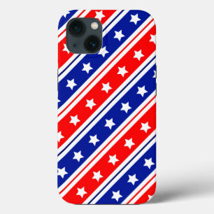 Rode witte blauwe sterren en stripes iPhone 13 hoesje