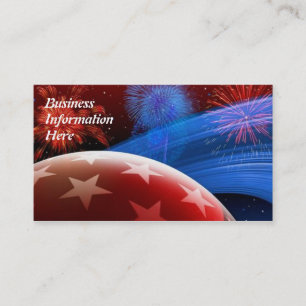 Rode witte blauwe sterren en vuurwerk Visitekaartj Visitekaartje