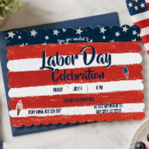 Rode, Witte & Blauwe Strepen Labor Day Feestje