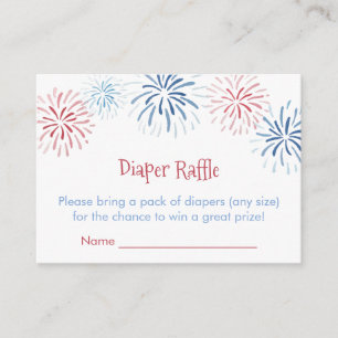 Rode Witte Blauwe Vuurwerk Luier Raffle Baby Showe Informatiekaartje