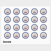 Rode, witte, blauwe, zwarte zeilboot Sticker (Vel)