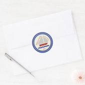 Rode, witte, blauwe, zwarte zeilboot Sticker (Envelop)