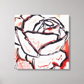 Rode Witte Bloem Abstract Kleurrijk Roos Home Deco Canvas Afdruk (Voorkant)