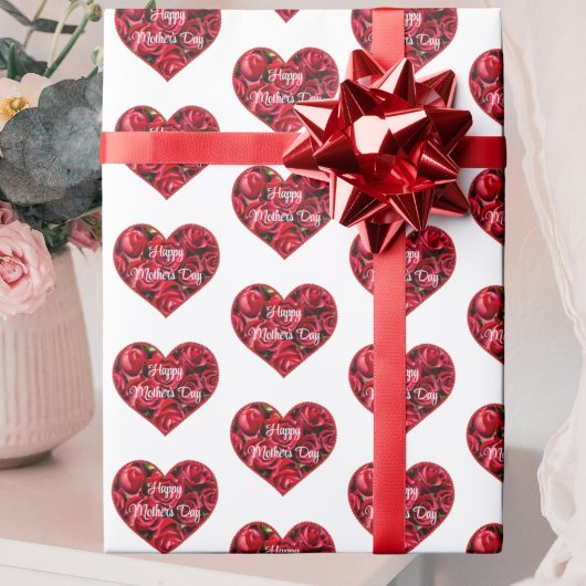 Rode witte bloem Moderne Elegante Gelukkige Moeder Cadeaupapier