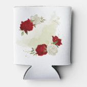 Rode witte bloemen groen blikjeskoeler (Voorkant)