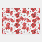 Rode Witte Bloemen Harten Bruiloftszand Bruidsfees Inpakpapier Vel (Voorkant)