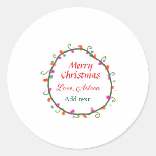 Rode witte bloemige waterverf krans vrolijk kerstf ronde sticker