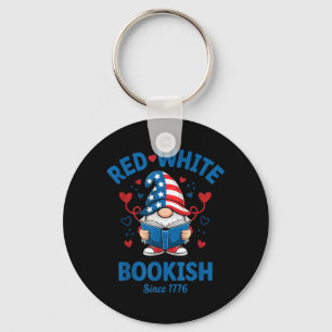 Rode Witte Boekerige Patriottische Lezende Kaboute Sleutelhanger