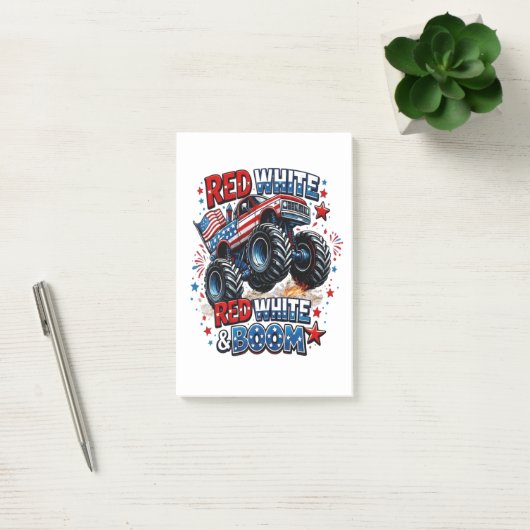Rode Witte Boem Monstertruck Post-it® Notes (Kantoor)