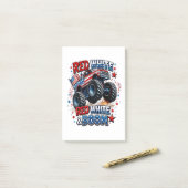 Rode Witte Boem Monstertruck Post-it® Notes (Op bureau)