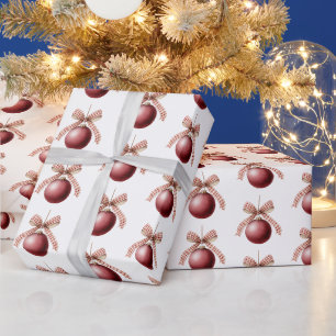 Rode Witte Boog Ornamenten Kerstmis Cadeaupapier