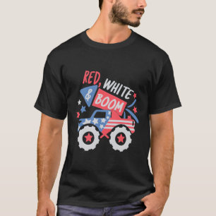 Rode witte boom vrachtwagen met Amerikaanse vlag 4 T-shirt