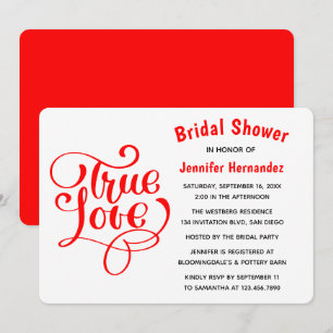 Rode & Witte Bruiloftsfeest Liefde Bruiloft Typogr Kaart