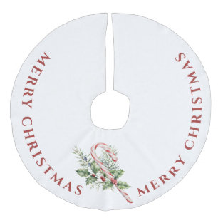 Rode & Witte Candy Cane , Prettig Kerstfeest Imitatie Linnen Kerstboom Kleed
