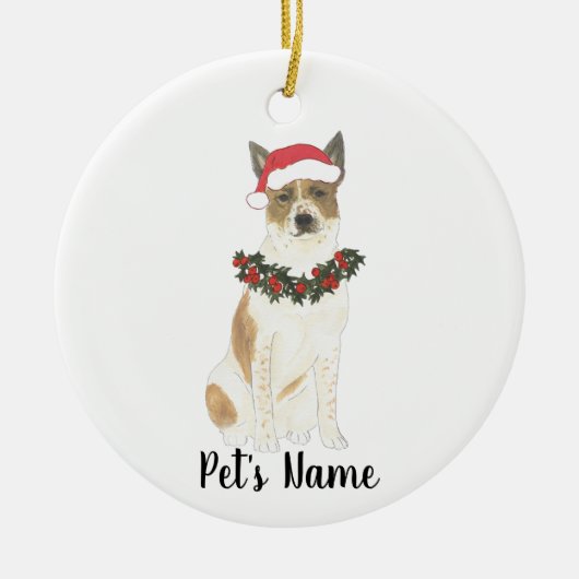 Rode & Witte Cattledog Heeler Kerstmis Keramisch Ornament (Voorkant)