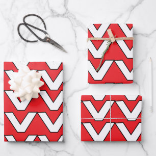 Rode Witte Chevron Streep Inpakpapier Vel