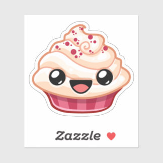 Rode/Witte Cupcake - Happy Jump Sticker