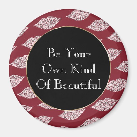 Rode witte diamanten lippen magneet (Voorkant)