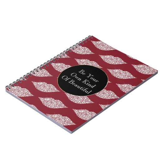 Rode witte diamanten lippen notitieboek (Linkerzijde)