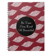 Rode witte diamanten lippen notitieboek (Voorkant)