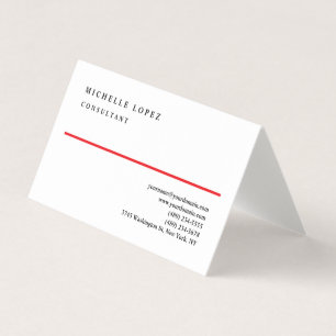 Rode Witte Elegante Eenvoudige Professionele Linne Visitekaartjes