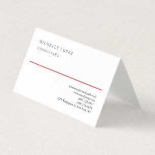 Rode Witte Elegante Eenvoudige Professionele Linne Visitekaartjes