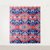 rode witte en blauwe abstracte afdruk #1 wandkleed (Voorkant)