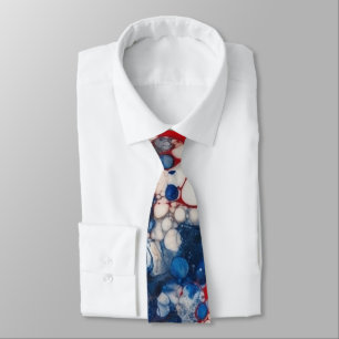 Rode Witte en Blauwe Alcoholinkt USA Vlag Kleuren Stropdas