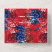 Rode Witte en Blauwe Amerikaanse bruiloft All In One Uitnodiging (Achterkant)