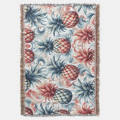Rode, witte en blauwe ananas deken (Voorkant Verticaal)