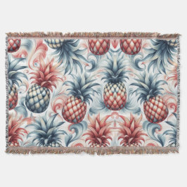 Rode, witte en blauwe ananas deken