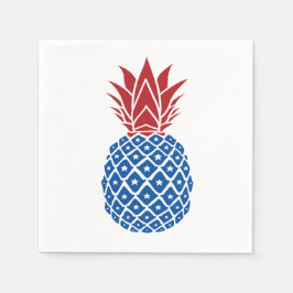 Rode witte en blauwe ananas servet