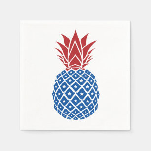 Rode witte en blauwe ananas servet