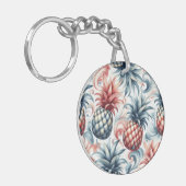 Rode, witte en blauwe ananas sleutelhanger (Voorkant Links)